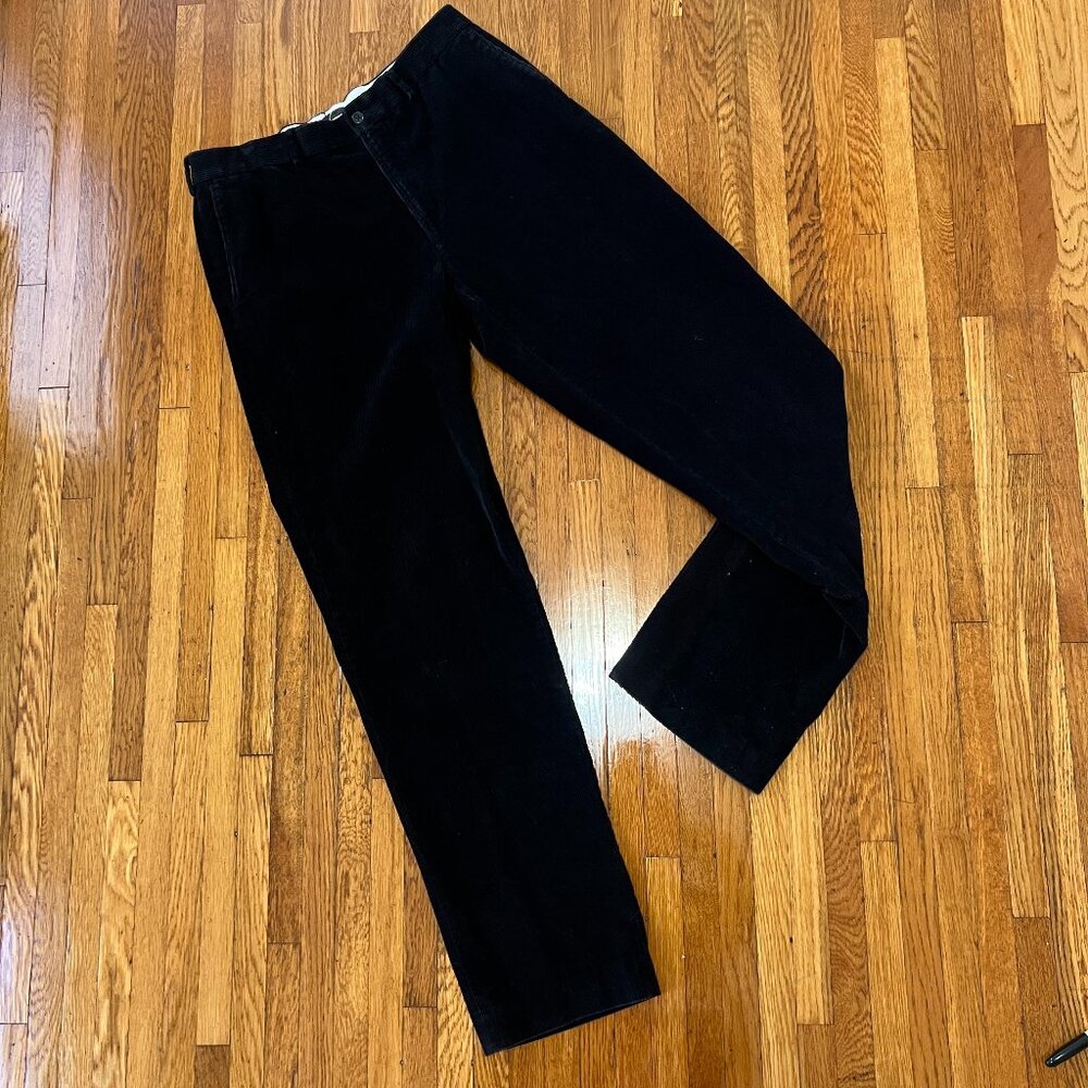 Land's End Heavyweight Black Corduroy Traditional Fit Pants - Men's 33x34